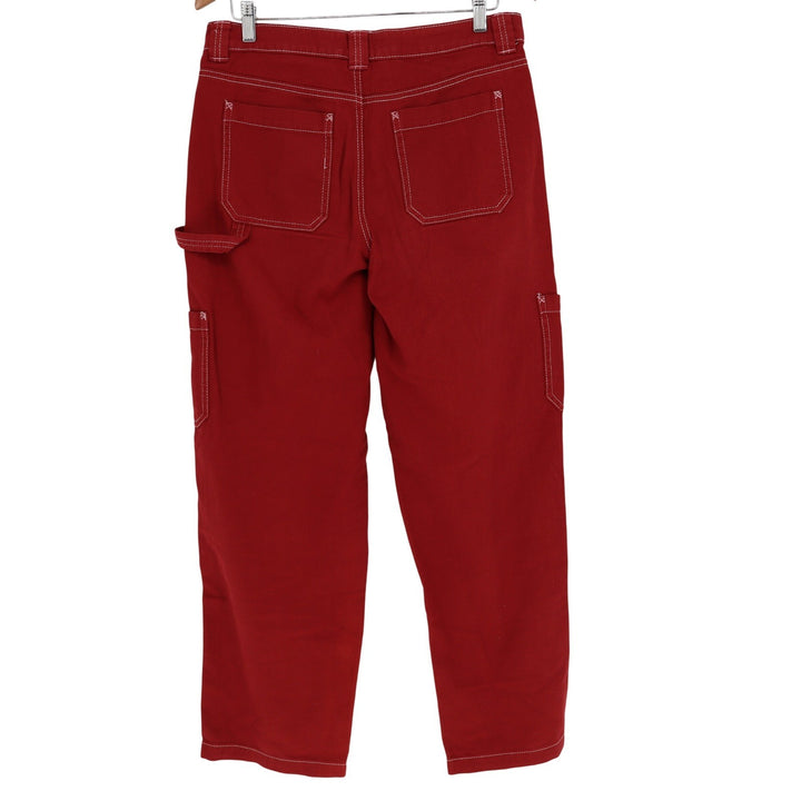 Garage Red Carpenter Pants White Contrast Stitch Utility Straight Leg Size 7