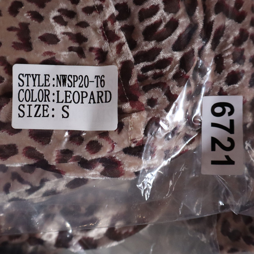 Naked Wardrobe Leopard Print Velvet Crop Top Long Sleeve Womens Small