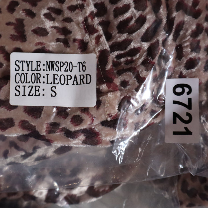 Naked Wardrobe Leopard Print Velvet Crop Top Long Sleeve Womens Small