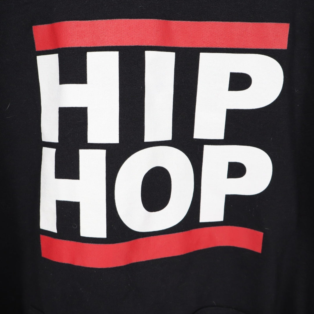 Hip Hop Hoodie Unisex 2XL Black Graphic Cotton Long Sleeve Kangaroo Pocket