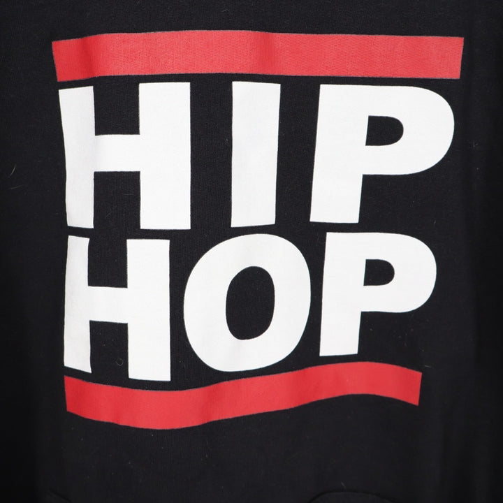 Hip Hop Hoodie Unisex 2XL Black Graphic Cotton Long Sleeve Kangaroo Pocket