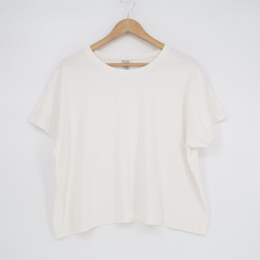 Athleta Zephyr Tee Womens XL White Short Sleeve Crew Neck Relaxed Fit Shirt