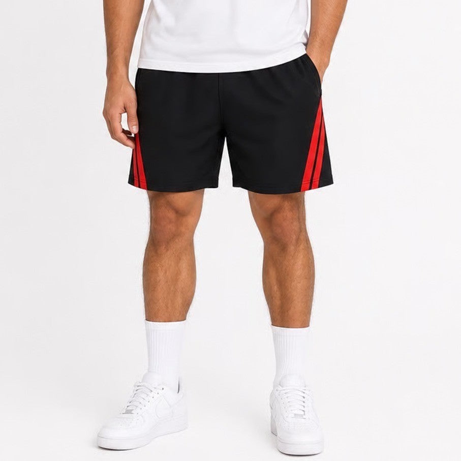 All in Motion Mens Black Red Striped Athletic Mesh Gym Shorts Size Medium