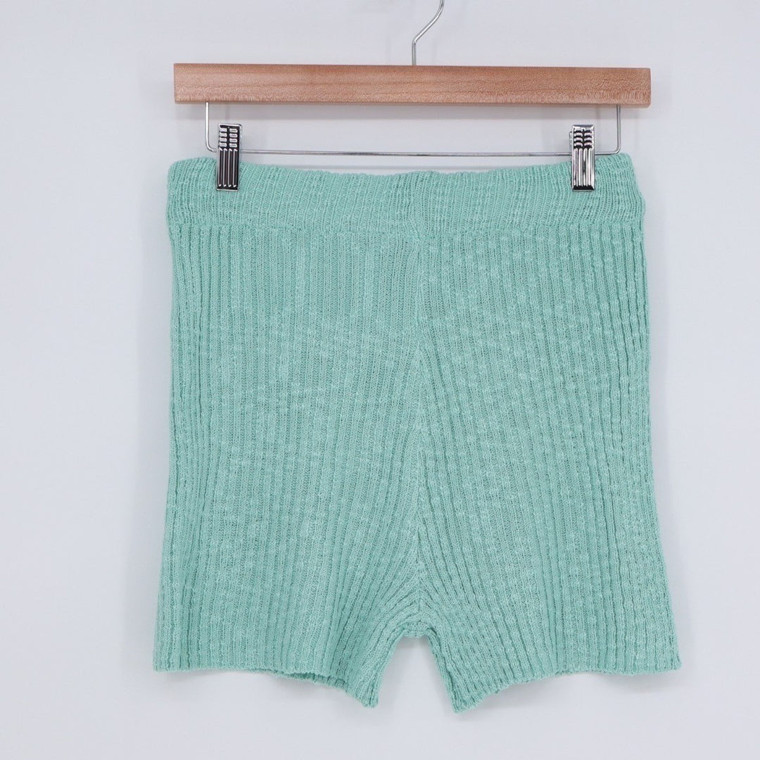 Shorts Womens Small Mint Green Ribbed Knit High Rise Pull On Elastic Waist