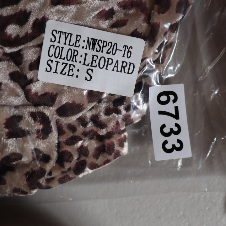 Naked Wardrobe Leopard Print Velvet Crop Top Sweetheart Twist Front S