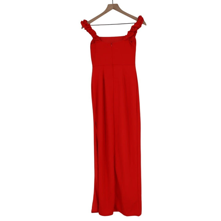 Lulus Tayla Maxi Dress Women's Medium Red Sleeveless Ruched Column Back Zip