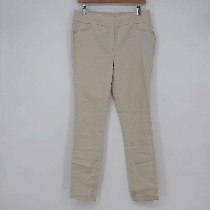 Millers Woman Beige Pull On Bengaline Slim Leg Pants Size 10 Sand Stretch Cotton
