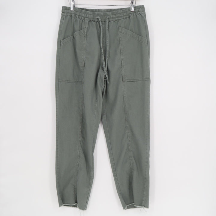 Universal Thread Pants Womens Small Olive Green Cotton Raw Hem Drawstring Waist