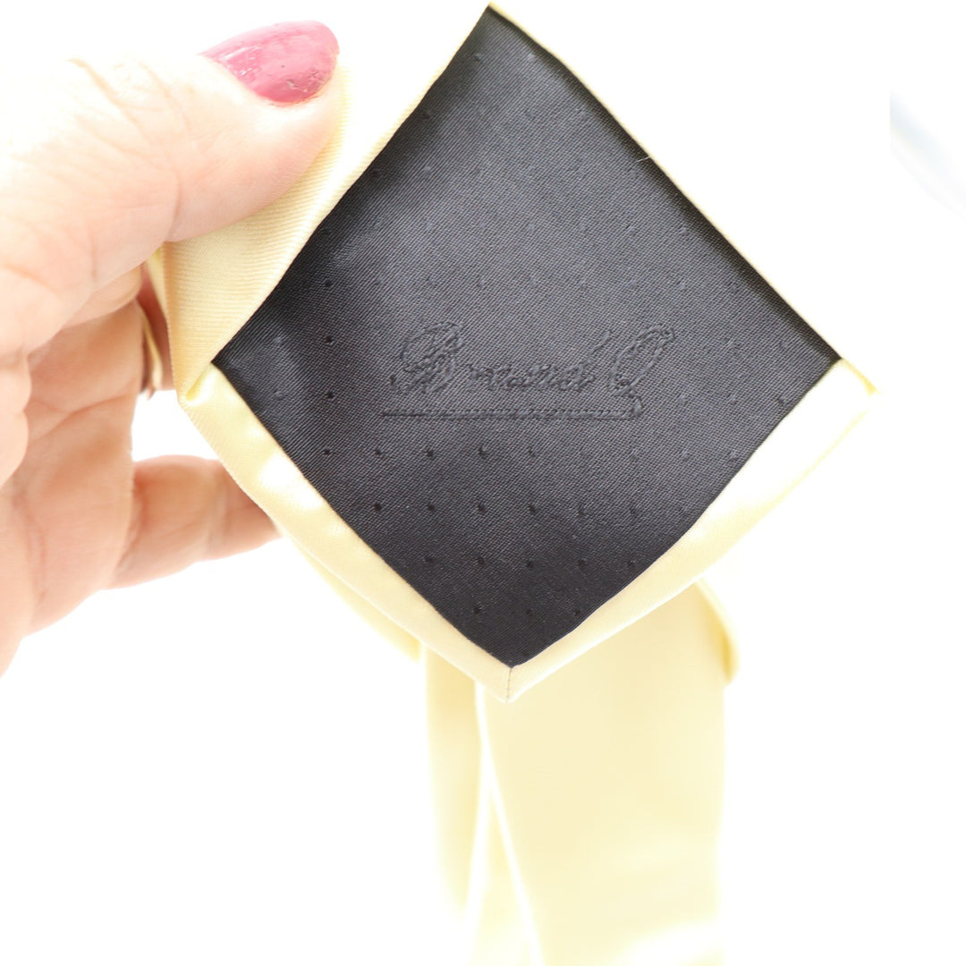 Brioni Necktie Mens OS Classic Pale Yellow Solid Satin Finish Excellent