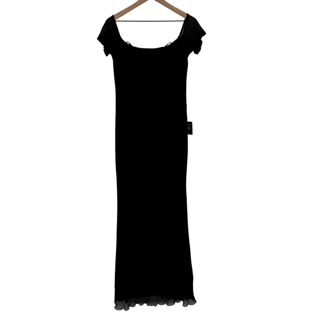 Lulus Faizah Black Mesh Off-The-Shoulder Mermaid Maxi Dress Size XL