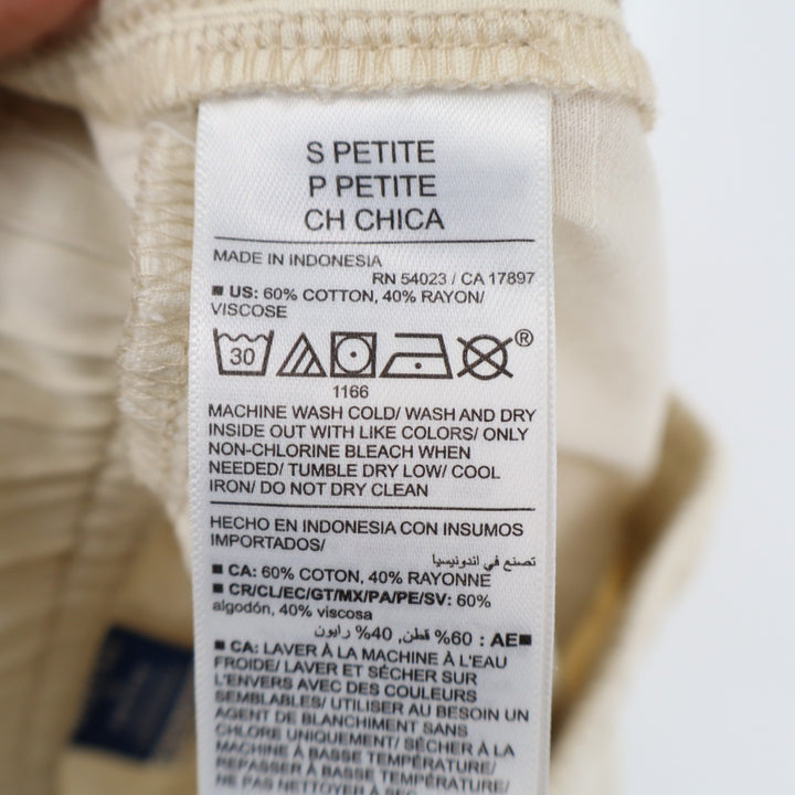 Old Navy Cargo Pants Womens S Petite Beige Cotton Drawstring Mid Rise Wide Leg