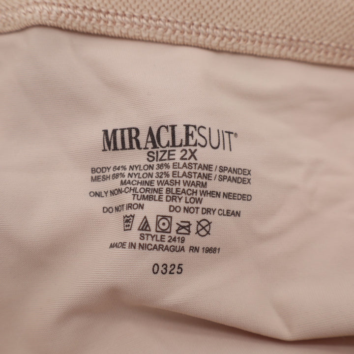 Miraclesuit Instant Tummy Tuck Hi-Waist Thigh Slimmer Womens 2X Beige Stretch