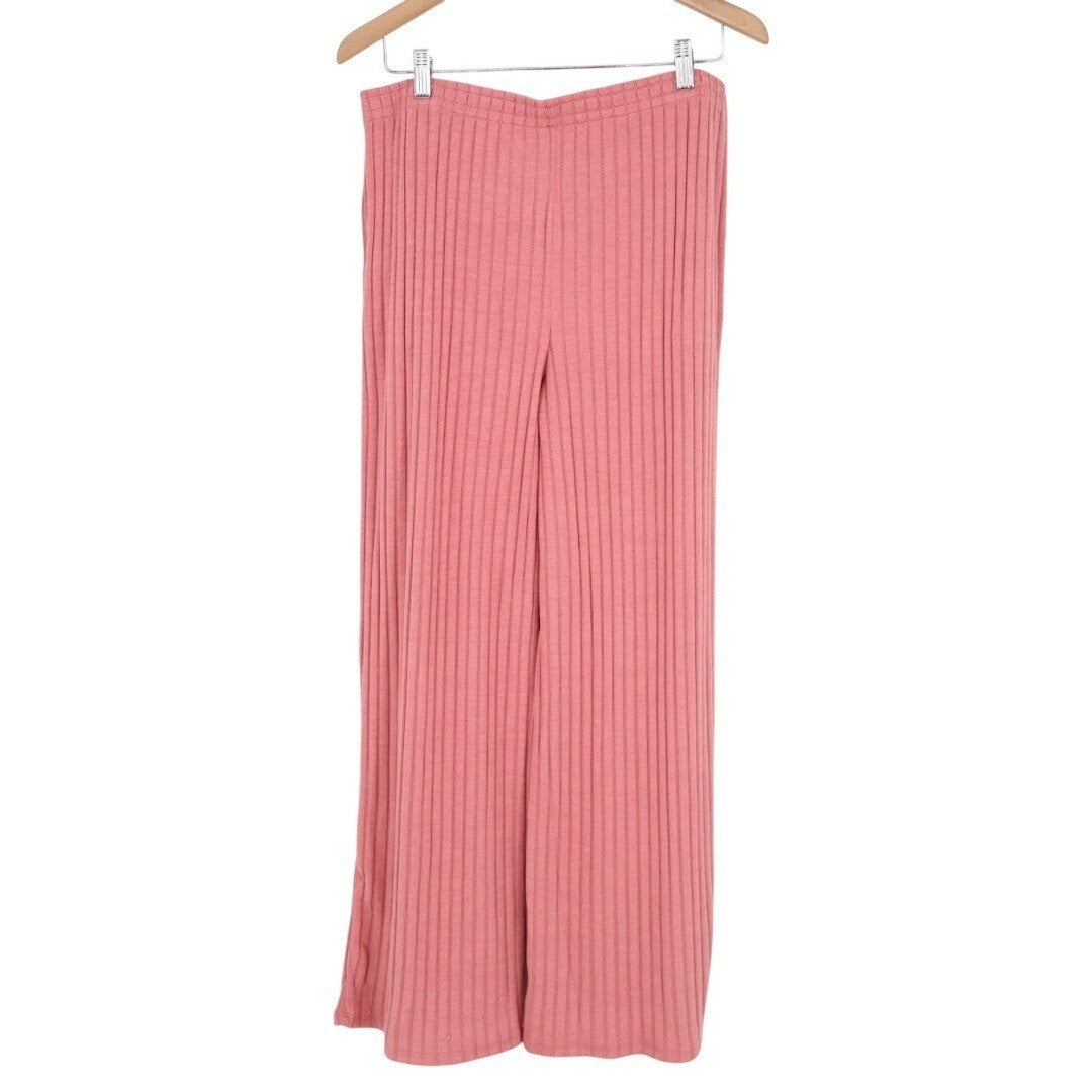 State of Day Intimates Pajama Pants Womens Large Pink Ribbed Wide Leg Sleepwear