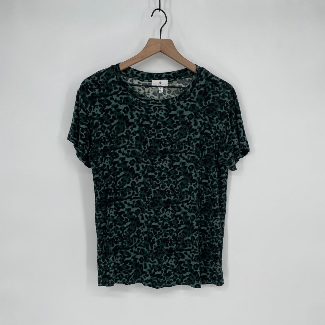 SOCIALITE Leopard Print Short Sleeve Crew Neck T Shirt Women's Size S