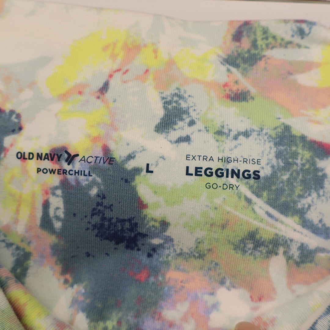 Old Navy Powerchill Ankle Leggings Womens L Multi Tye Dye Extra High Rise Active