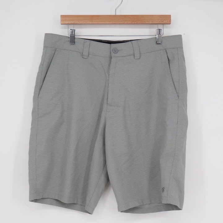 Hang Ten Mens Grey Micro Check Hybrid Walk Shorts Size 34 Stretch