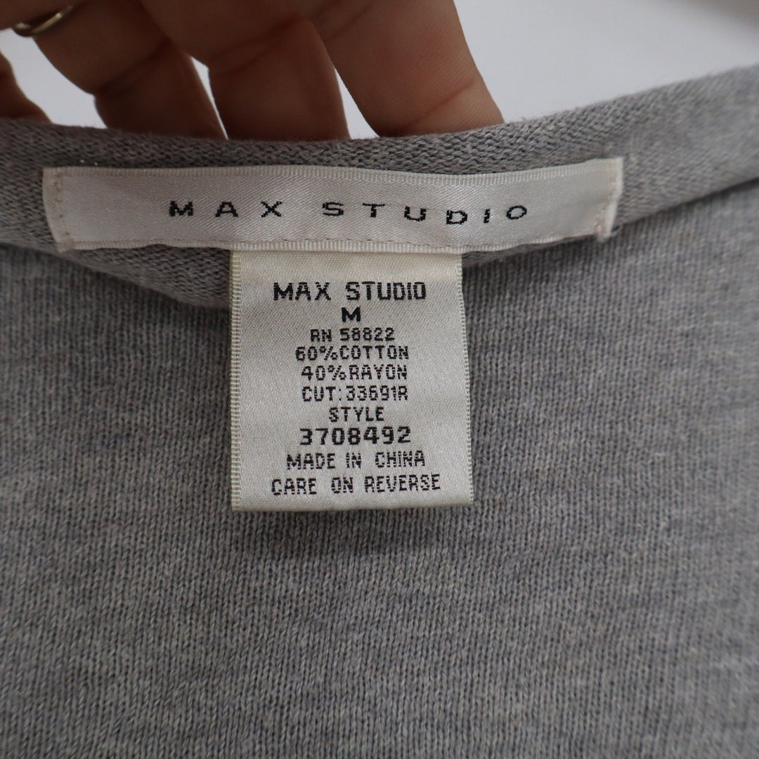 Max Studio Womens Blue Grey Striped Dolman Sleeve Knit Top Size M