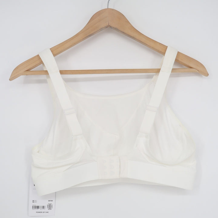 Athleta Invincible Sports Bra Womens 36C White Round Neck Wide Strap Wireless