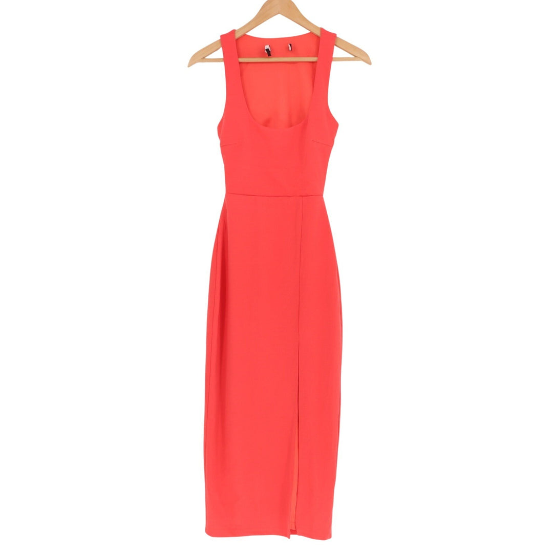Lulus Sultry Elegance Bodycon Maxi Dress Womens XS Coral Pink Cutout Back Tie