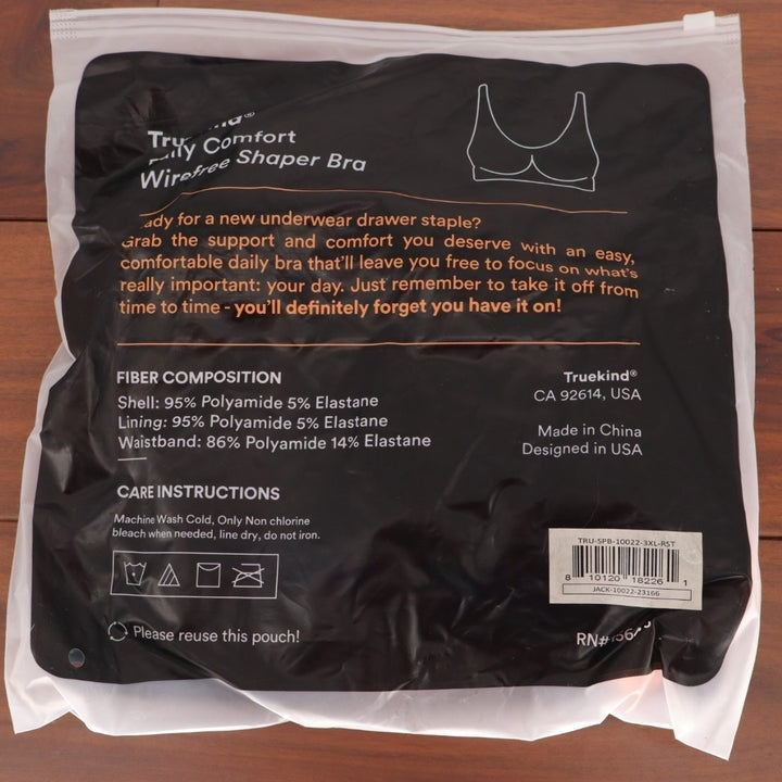 Truekind Daily Comfort Wireless Shaper Bra Womens 3XL Rose Tan Full Coverage