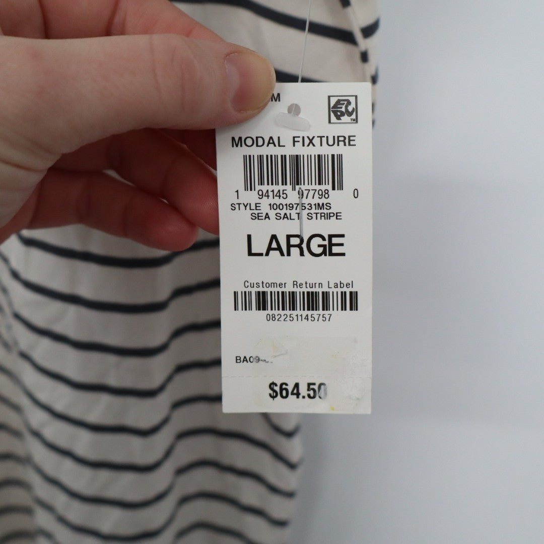 State Of Day Intimates Pajamas Top Womens Large White Stretch Striped Fluid Knit