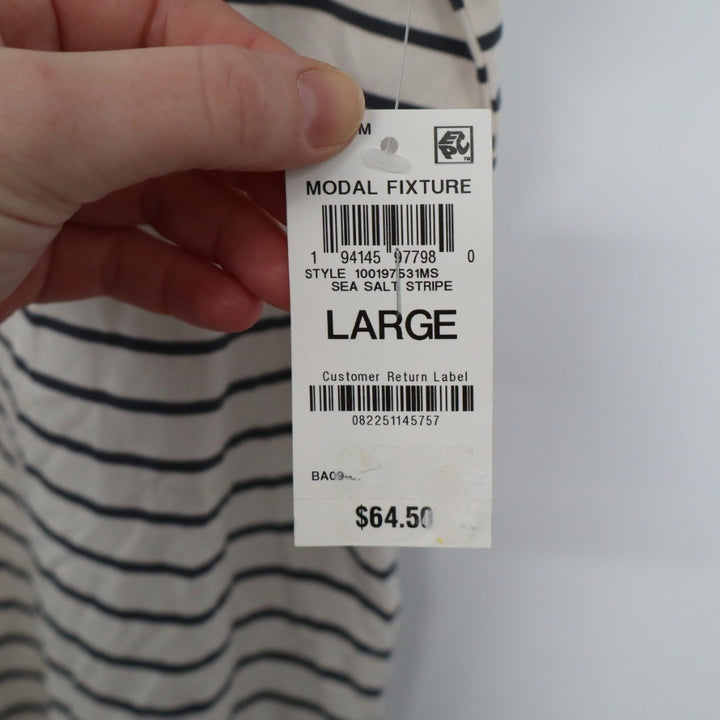 State Of Day Intimates Pajamas Top Womens Large White Stretch Striped Fluid Knit