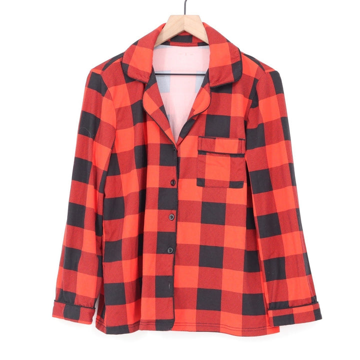 Red Black Buffalo Plaid Pajama Set Long Sleeve Button Down Pants Large