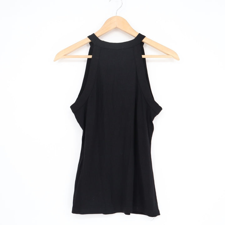 Forolav Tank Top Women Medium Black Cotton Stretch Crew Neck Sleeveless Pullover