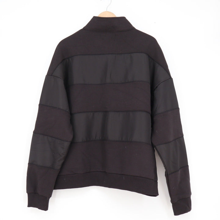 Standard Cloth Mens Black Striped Mixed Media Quarter Zip Pullover Sweatshirt M