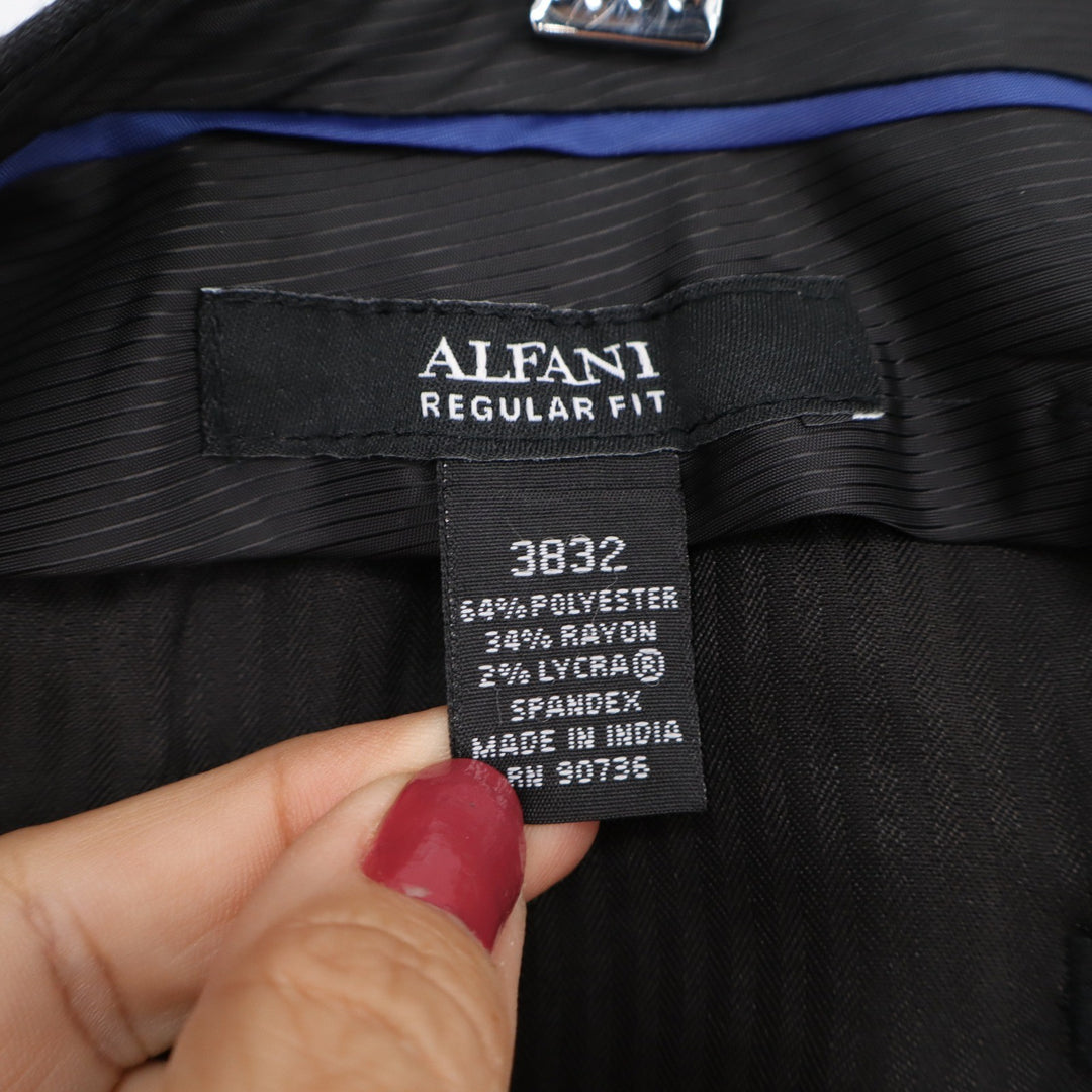 Alfani Dress Pants Mens 38x32 Regular Fit Charcoal Black Stretch Excellent