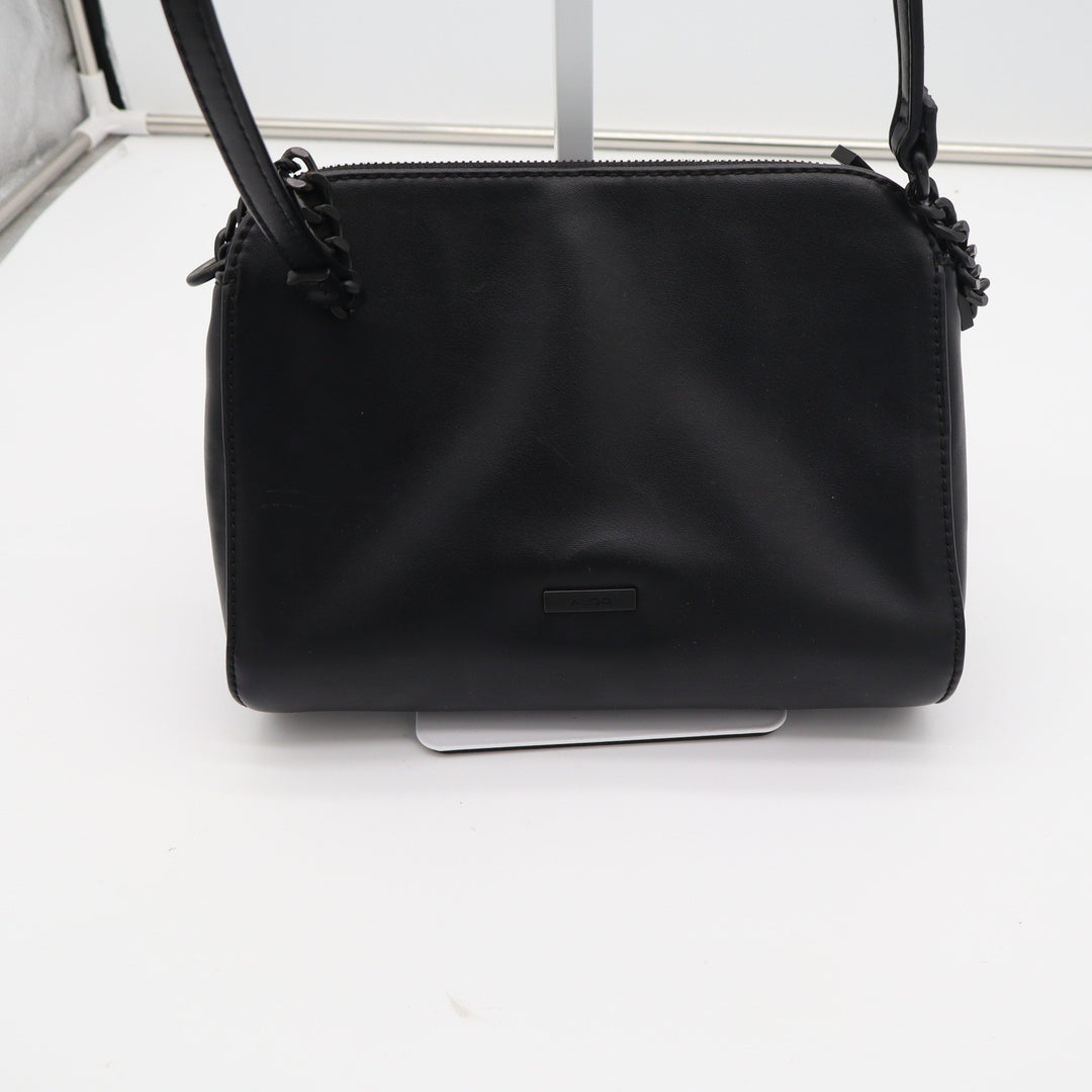 Aldo Black Quilted Crossbody Bag Matte Black Hardware Dual Zip