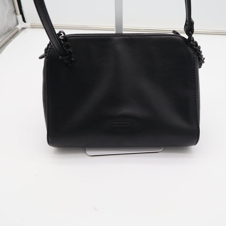 Aldo Black Quilted Crossbody Bag Matte Black Hardware Dual Zip