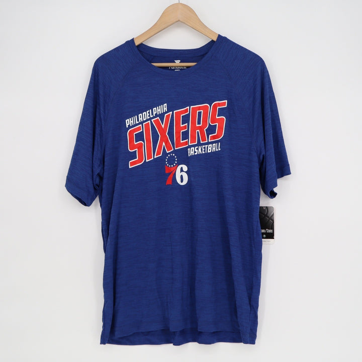 Fanatics Philadelphia 76ers Mens Large Blue Heathered Basketball T-Shirt NBA