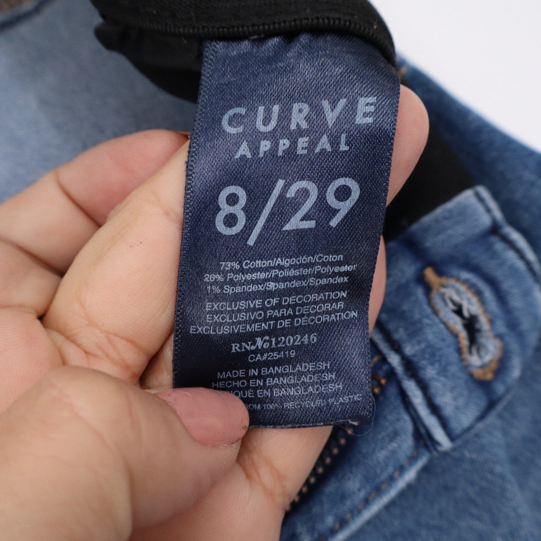 Curve Appeal Womens Size 8/29 Medium Wash Skinny Jeans Blue Stretch Denim