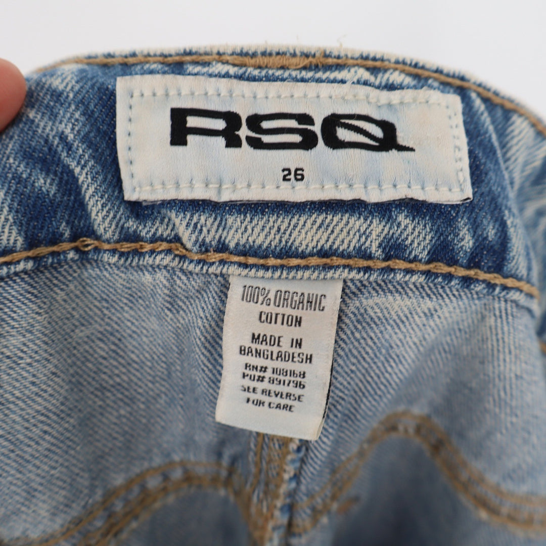 RSQ Womens Distressed Straight Leg Jeans Light Wash Organic Cotton Size 26
