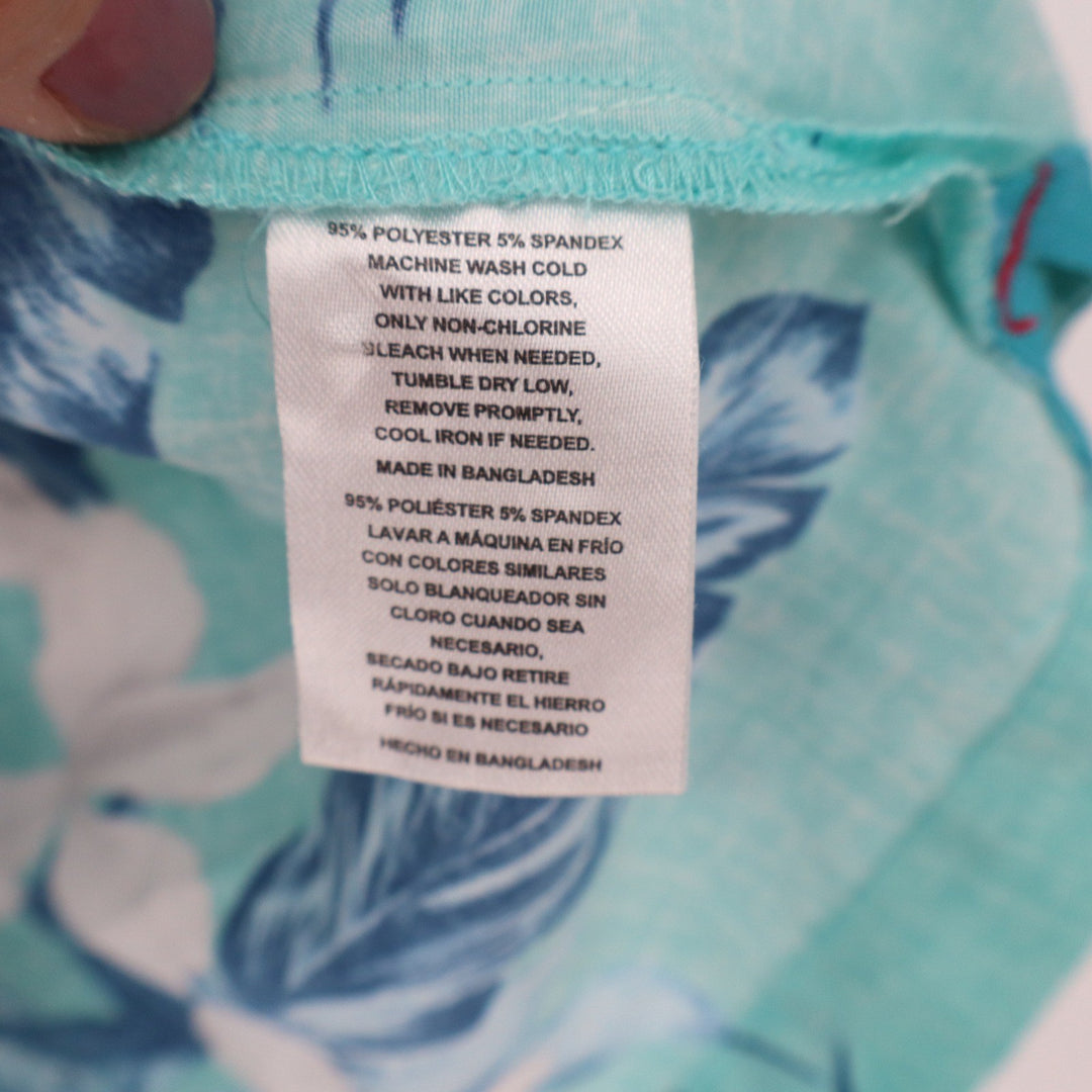 Havana Jim Mens Turquoise Blue Tropical Floral Palm Hawaiian Shirt Medium