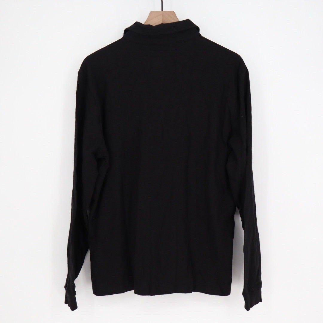 American Giant Mens Long Sleeve Black Cotton Polo Shirt Size M Made in USA