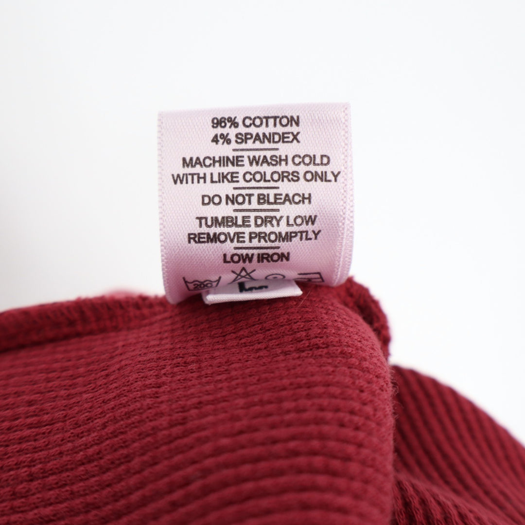 American Giant Thermal T-Shirt Womens L Maroon Long Sleeve Crew Neck Round Hem