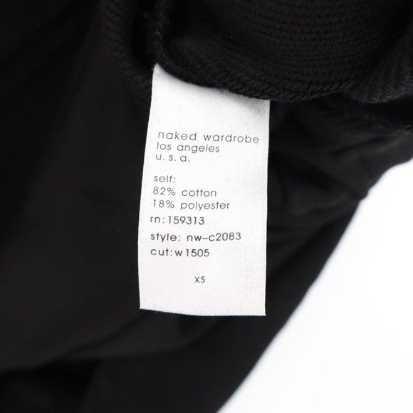 Naked Wardrobe Black Sweatshirt Jogger Set XS Raw Edge Loungewear