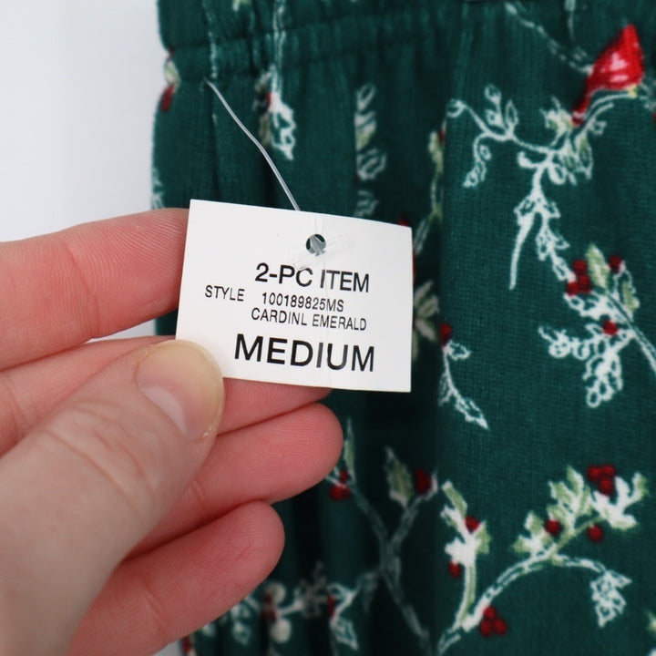 Womens Lounge Pants Medium Cardinal Emerald Green Floral Print Sleepwear Pull On