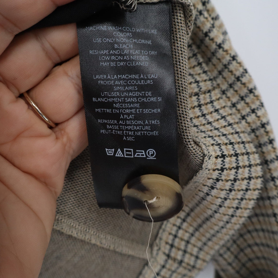 Maeve Anthropologie Womens Plaid Blazer Tan Black Single Button XS