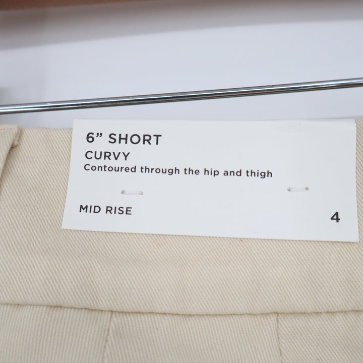 LOFT Outlet Shorts Womens 4 Curvy 6" Short Tan Chino Cotton Mid Rise NWT