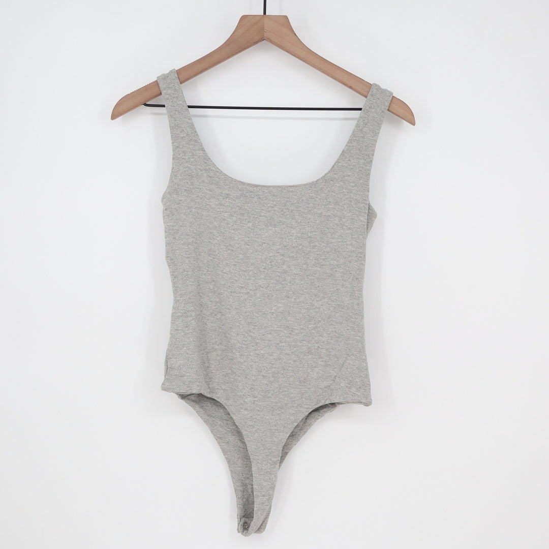 Naked Wardrobe Heather Gray Scoop Neck Sleeveless Bodysuit XS Womens