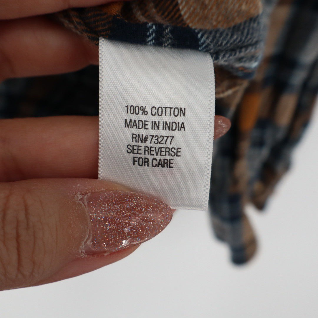 Sonoma Goods for Life Flannel Shirt Plaid Orange Long Sleeve Button Down Size S