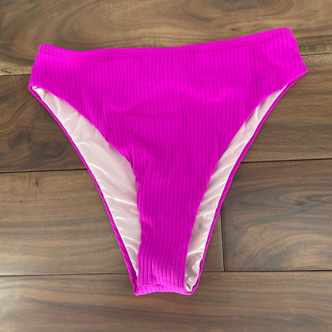Lulus High Waisted Bikini Bottoms Fuchsia Pink Size S