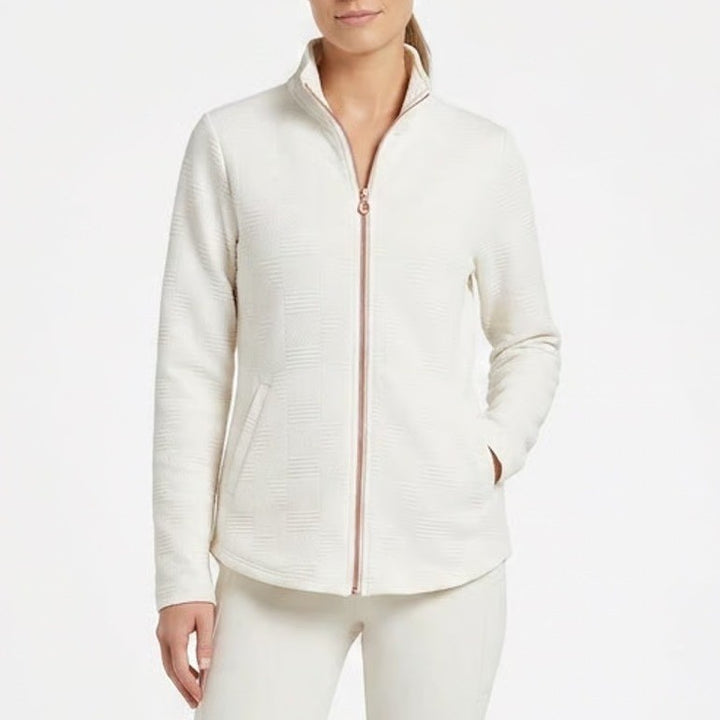 Skechers GO WALK Everywhere Track Jacket Women M White Full Zip Stretch Textured
