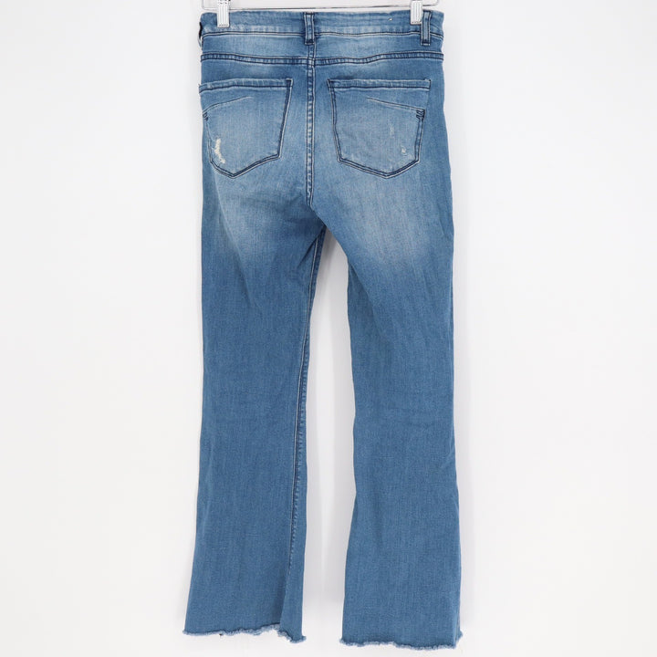 Banjara Distressed Flare Jeans Light Wash Raw Hem Size 25 Boho Denim Pants