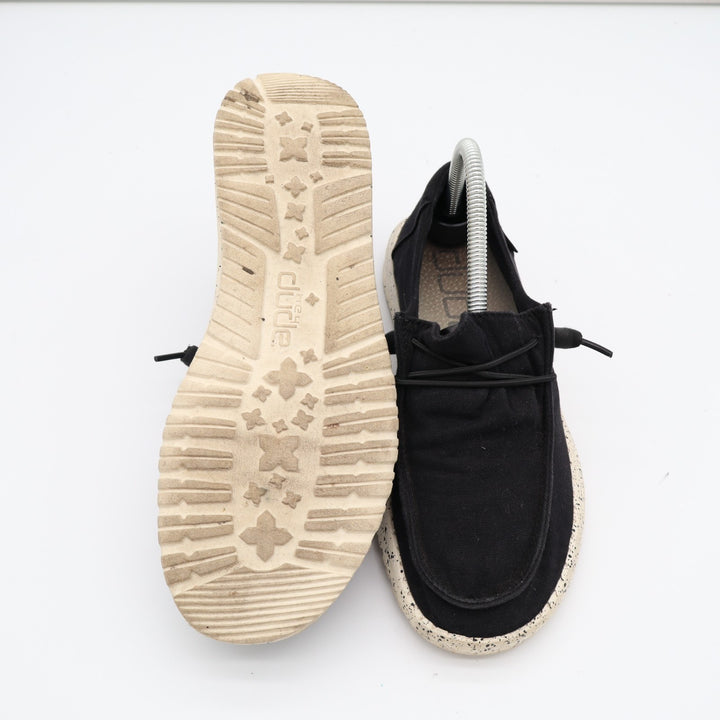 Hey Dude Wendy Womens US 7 Black White Moc Toe Slip On Casual Shoes
