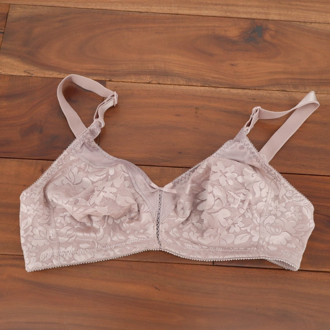 Bali Double Support Lace Wireless Bra Womens 36B Pink Floral Jacquard Stretch
