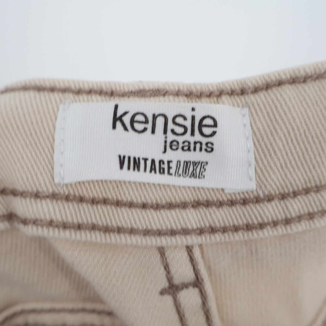 Kensie Jeans Vintage Luxe The Savannah Flare Pants Tan Contrast Stitch 6/28